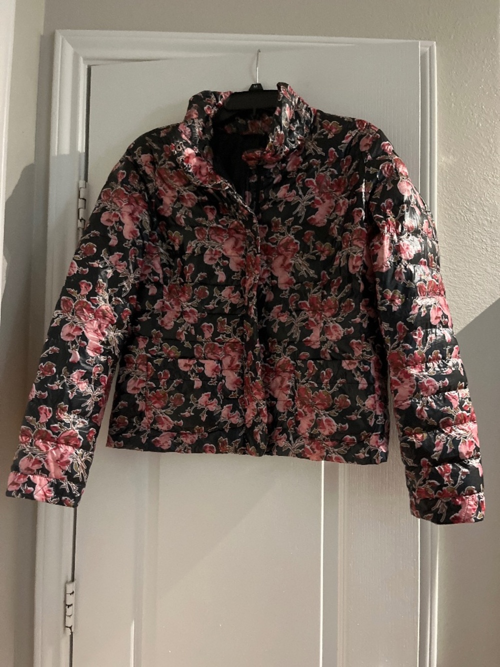 Lands End Floral Lightweight Puffer Jacket